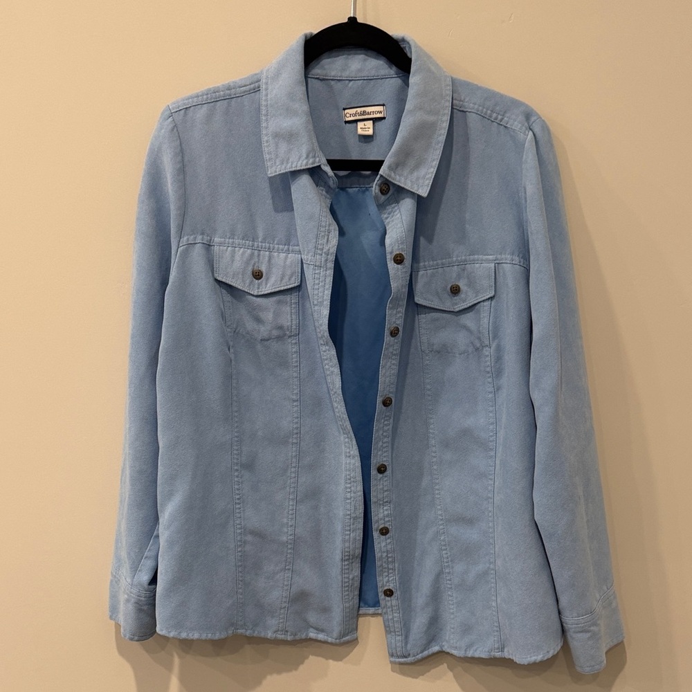 Coldwater Creek Sky Blue Suede Jacket